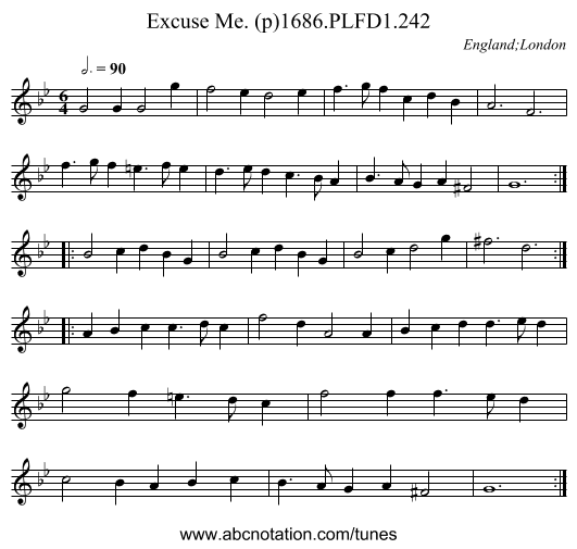 Excuse Me. (p)1686.PLFD1.242 - staff notation