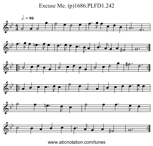 Excuse Me. (p)1686.PLFD1.242 - staff notation