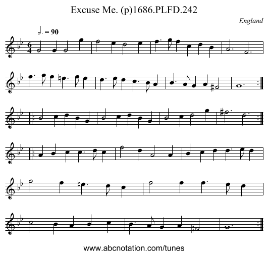Excuse Me. (p)1686.PLFD.242 - staff notation