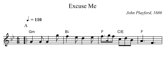 Excuse Me - staff notation