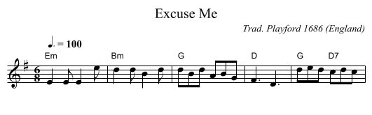 Excuse Me - staff notation