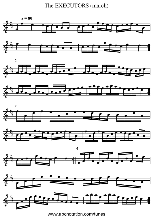 EXECUTORS (march), The - staff notation