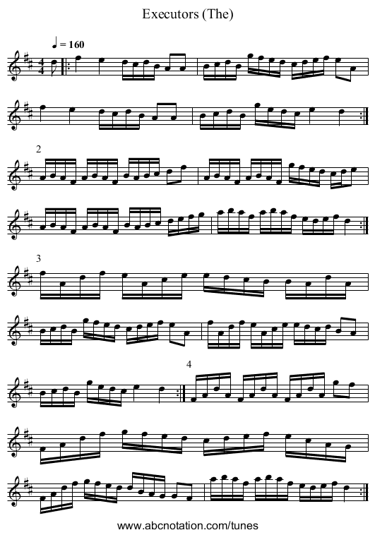 Executors (The) - staff notation