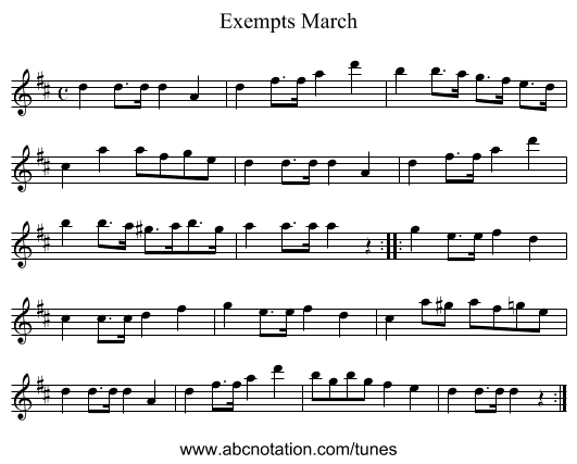 Exempts March - staff notation
