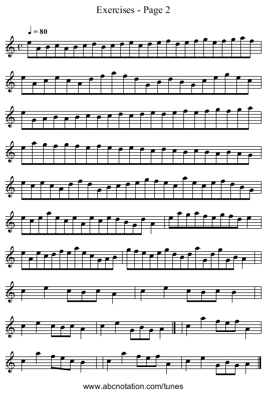 Exercises - Page 2 - staff notation