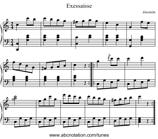 Exessaisse - staff notation