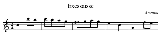 Exessaisse - staff notation