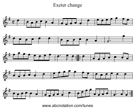 Exeter change - staff notation