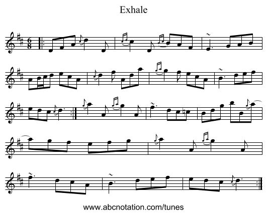 Exhale - staff notation