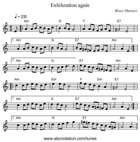 Exhileration again - staff notation