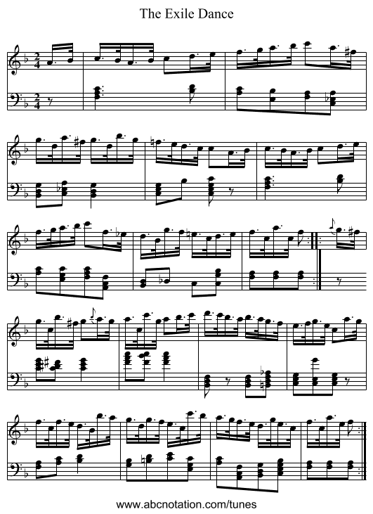 Exile Dance, The - staff notation