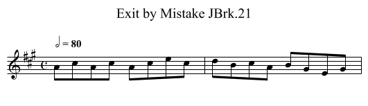 Exit by Mistake JBrk.21 - staff notation