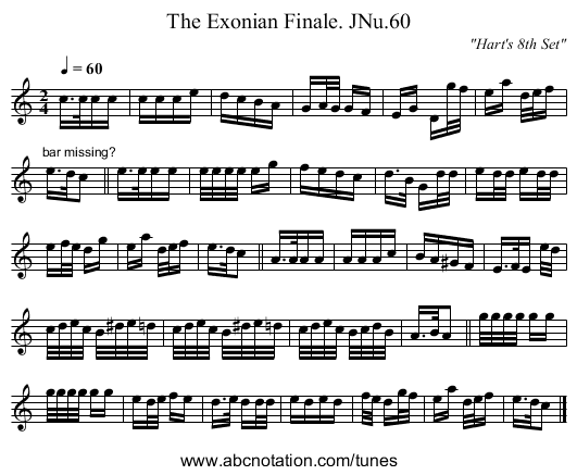 Exonian Finale. JNu.60, The - staff notation