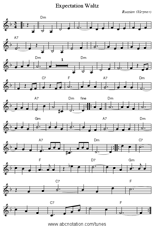 Expectation Waltz - staff notation