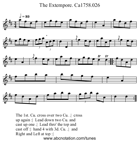 Extempore. Ca1758.026, The - staff notation