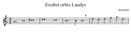 Exultet orbis Laudys - staff notation