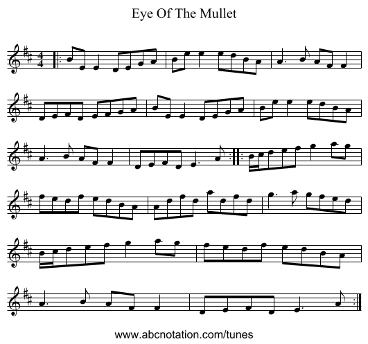 Eye Of The Mullet - staff notation