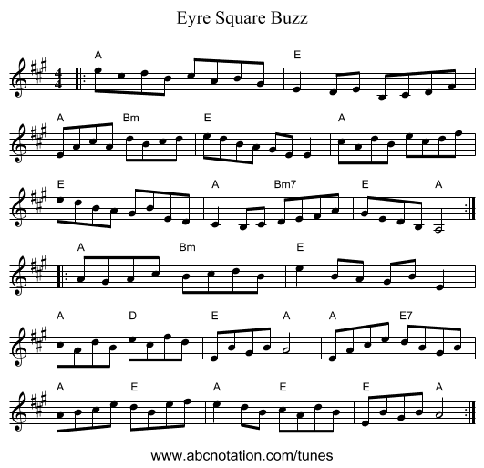 Eyre Square Buzz - staff notation