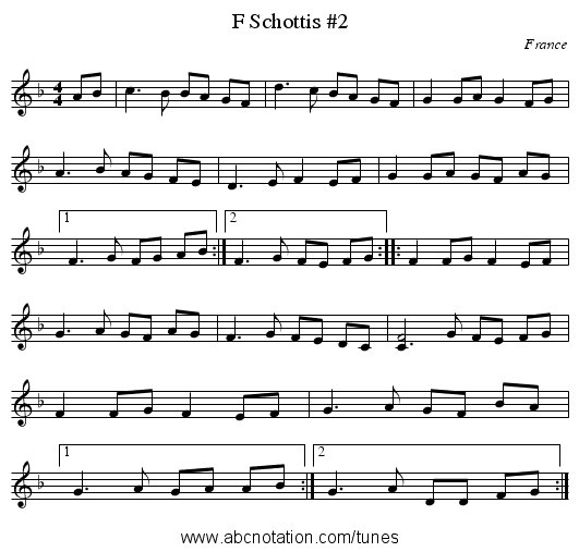 F Schottis #2 - staff notation