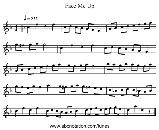 Face Me Up - staff notation