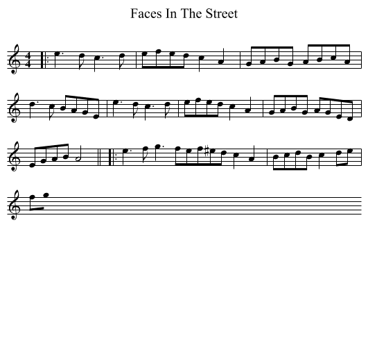 Faces In The Street - staff notation