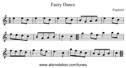 Faery Dance - staff notation