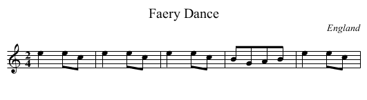 Faery Dance - staff notation