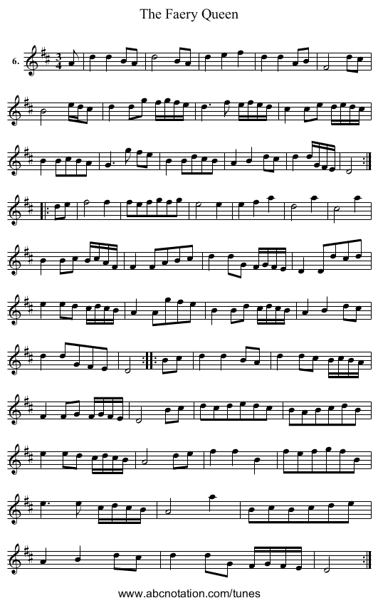 Faery Queen, The - staff notation