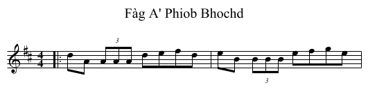 Fàg A' Phiob Bhochd - staff notation