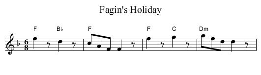 Fagin's Holiday - staff notation
