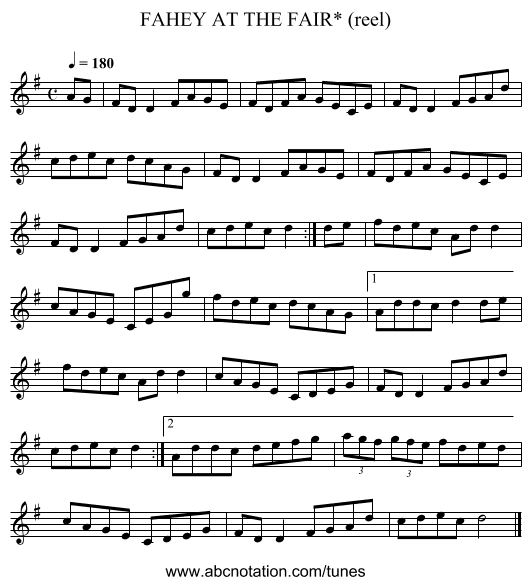 FAHEY AT THE FAIR* (reel) - staff notation