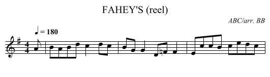 FAHEY'S (reel) - staff notation