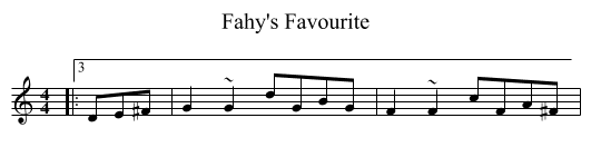 Fahy's Favourite - staff notation