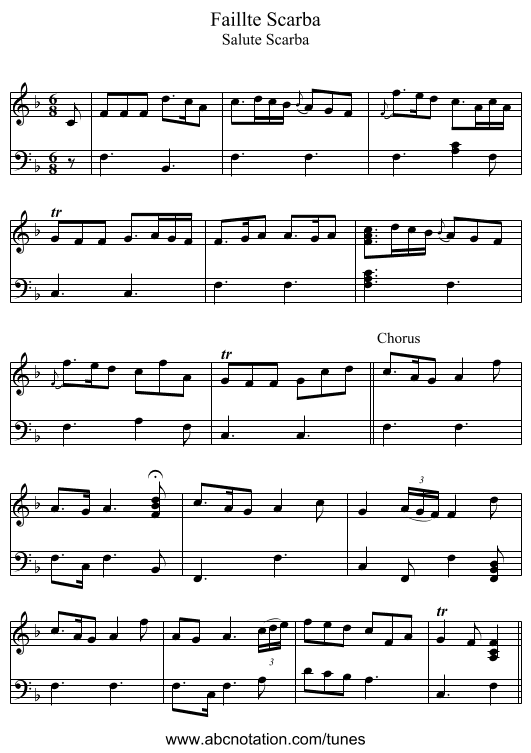 Faillte Scarba - staff notation