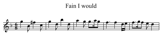 Fain I would - staff notation