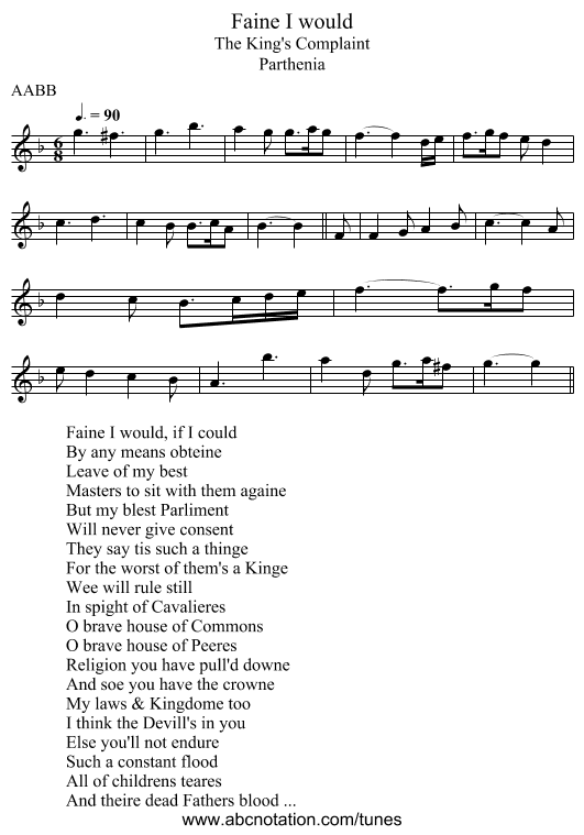 Faine I would - staff notation