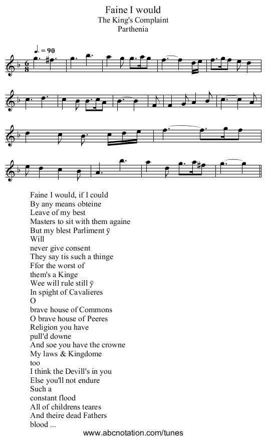 Faine I would - staff notation