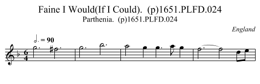 Faine I Would(If I Could).  (p)1651.PLFD.024 - staff notation