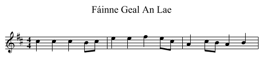 Fáinne Geal An Lae - staff notation