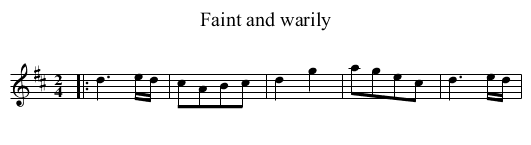 Faint and warily - staff notation