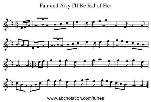Fair and Aisy I'll Be Rid of Her - staff notation