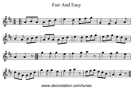 Fair And Easy - staff notation