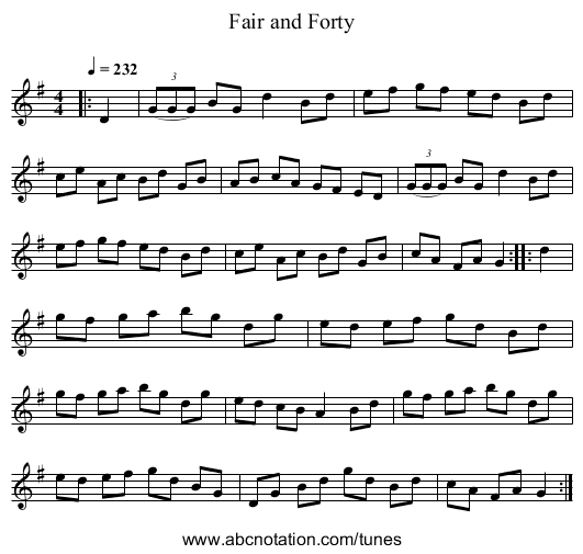 Fair and Forty - staff notation