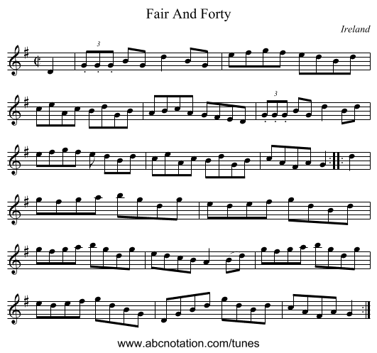 Fair And Forty - staff notation