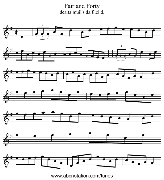 Fair and Forty - staff notation