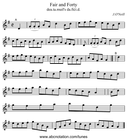 Fair and Forty - staff notation