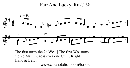 Fair And Lucky. Ru2.158 - staff notation