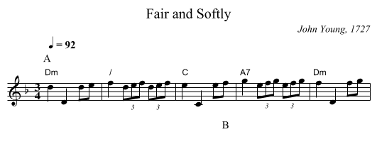 Fair and Softly - staff notation