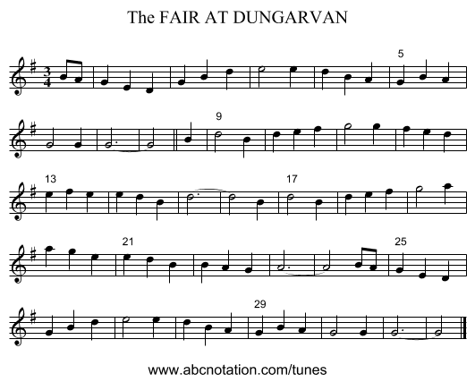 FAIR AT DUNGARVAN, The - staff notation