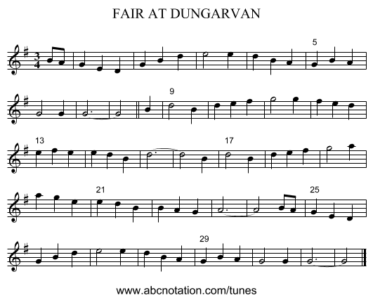 FAIR AT DUNGARVAN - staff notation
